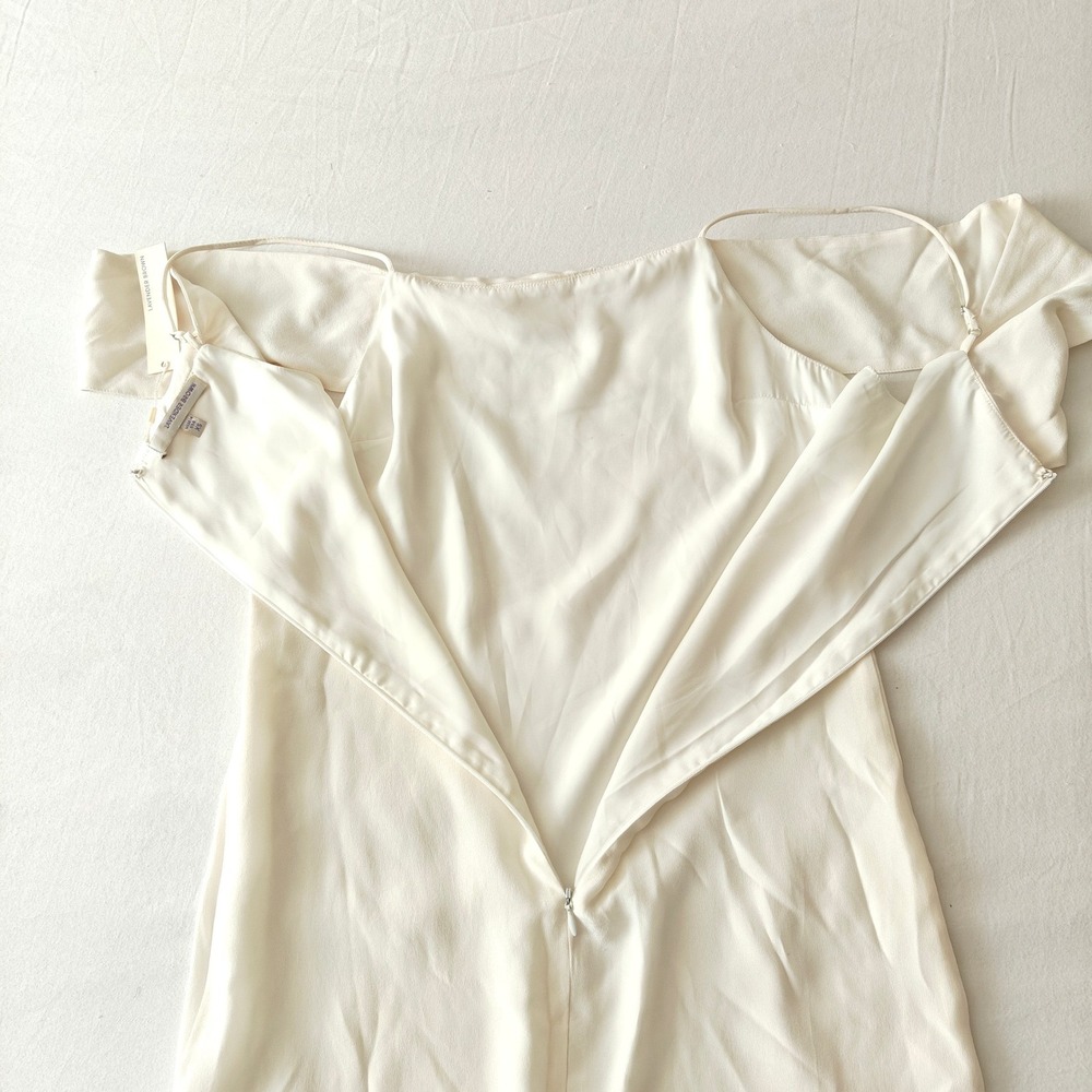 Lavender Brown Ivory Off Shoulder Cold Shoulder Maxi Dress Side Slits Size XS - Picture 6 of 7